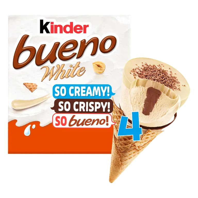 Kinder Bueno White Ice Cream Cones 4x90ml