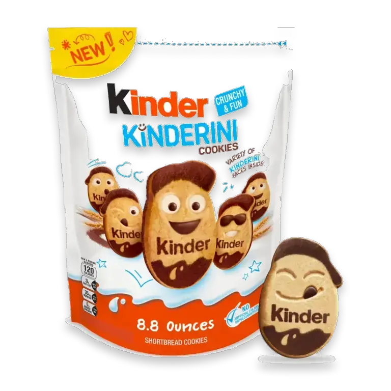 Kinderini Shortbread Cookies Crunchy Biscuits Snack Resealable Bag