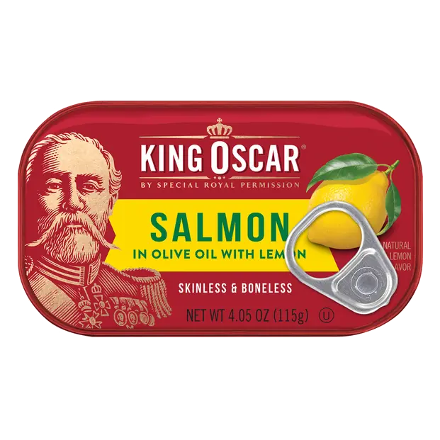King Oscar Skinless & Boneless Premium Salmon in Olive Oil with Lemon, 4.05 oz