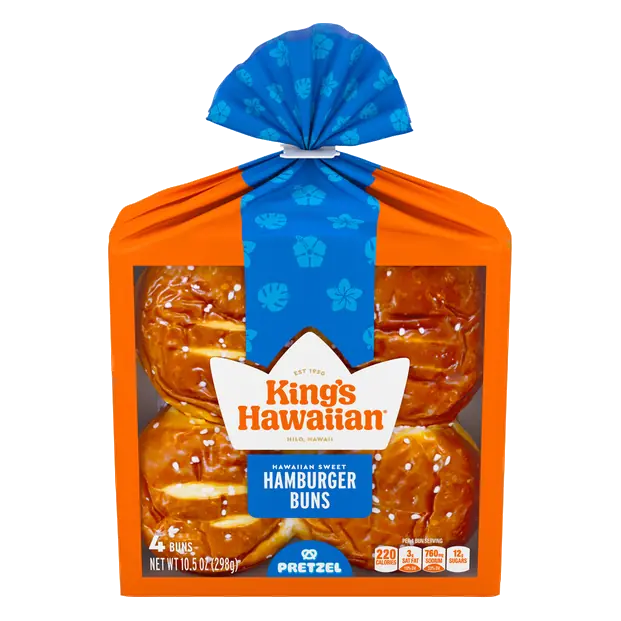 Pretzel Hamburger Buns - 4 ct