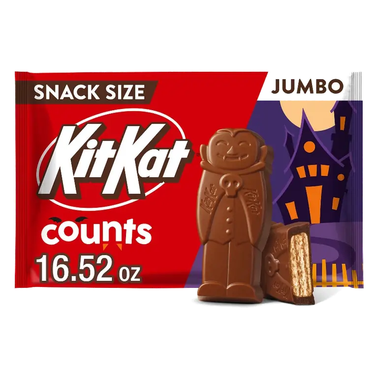 Kit Kat Milk Chocolate Counts Halloween Candy Jumbo Bag Snack Size, 16.52oz