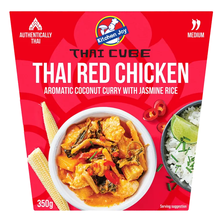 Kitchen Joy Thai Cube Thai Red Chicken Aromatic Coconut Curry with Jasmine Rice 350g