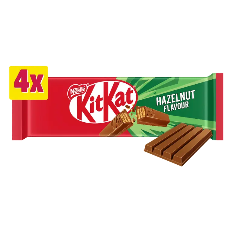 KitKat 4 Finger Hazelnut Chocolate Bar 4 Pack Multipack 166g