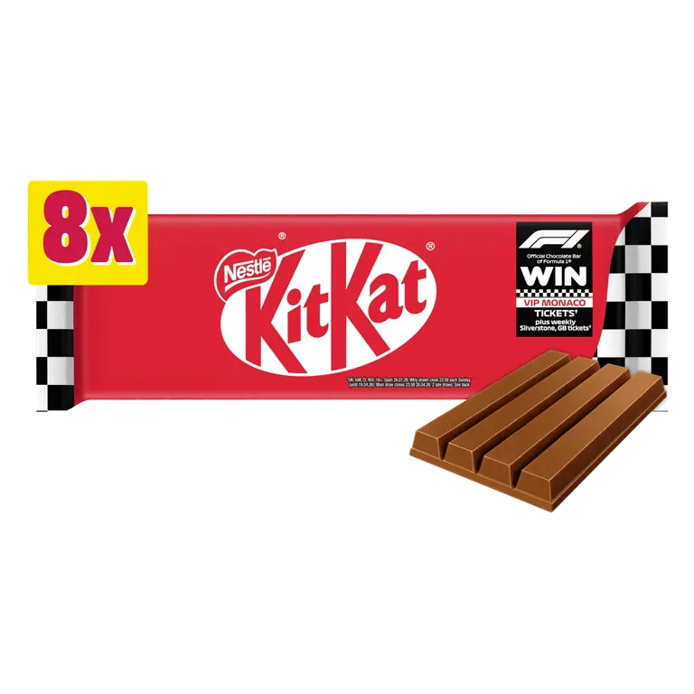 KitKat F1 4 Finger Milk Chocolate Biscuit Bar 8 Pack Multipack 332g