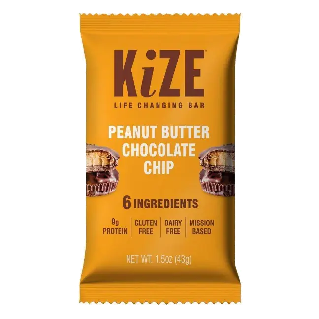 KiZE Peanut Butter Chocolate Chip Gluten Free Energy Protein Bar - 10 Protein - 1.6oz