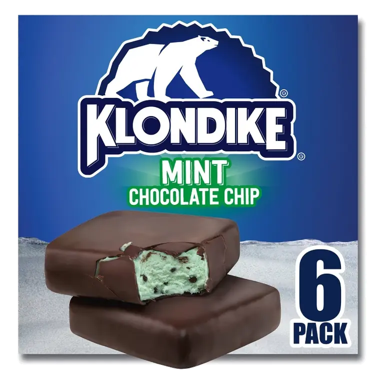 Klondike Mint Chocolate Chip Vanilla Bars Dairy Dessert, 6pk