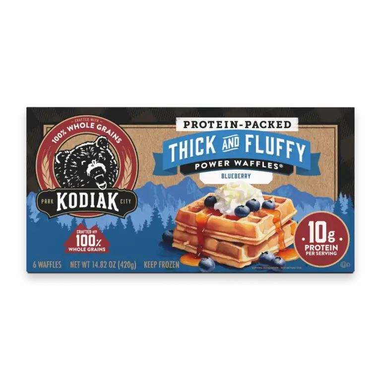 Kodiak Protein-Packed Blueberry Frozen Thick and Fluffy Power Waffles with 10g Protein