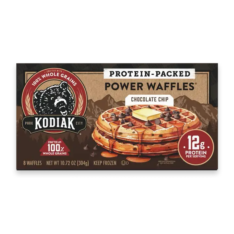 Kodiak Protein-Packed Chocolate Chip Frozen Power Waffles with 12g Protein