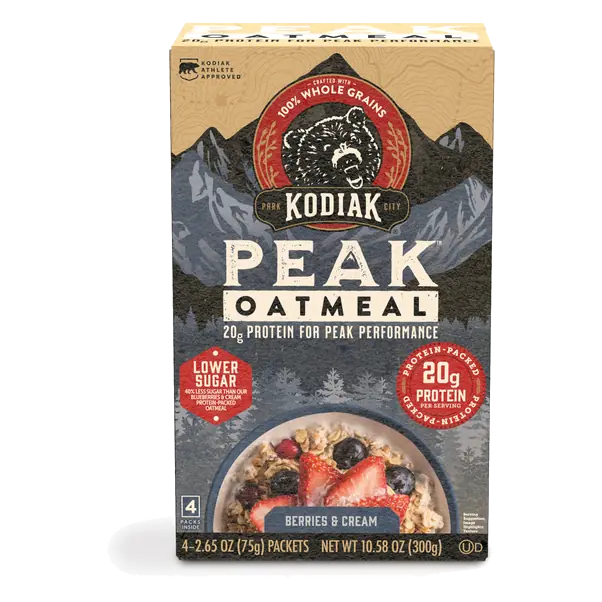 Peak Lower Sugar Berries & Cream Protein Oatmeal - 4 ct