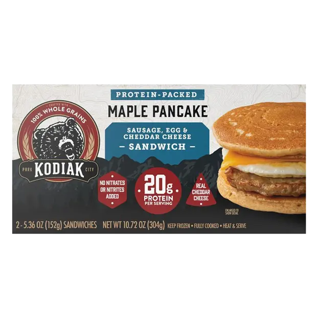 Protein-Packed Maple Pancake Sausage Egg & Cheddar Sandwich - 2 ct