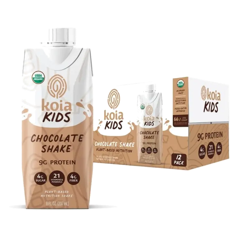 Koia Kids Plant Based Protein Shake, Chocolate, Ready to Drink, 9g Protein, 4g Fiber, Dairy-Free, Allergen-Free, Non-GMO, 8 Fl Oz (Pack of 12)