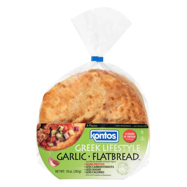 Greek Lifestyle Garlic Flatbread - 4 ct