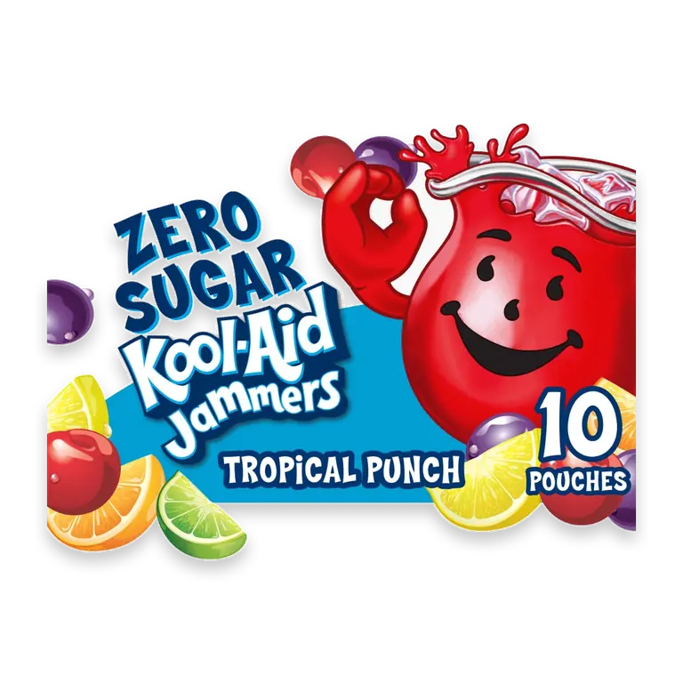 Jammers Tropical Punch Zero Sugar Soft Drink, Box, Pouches