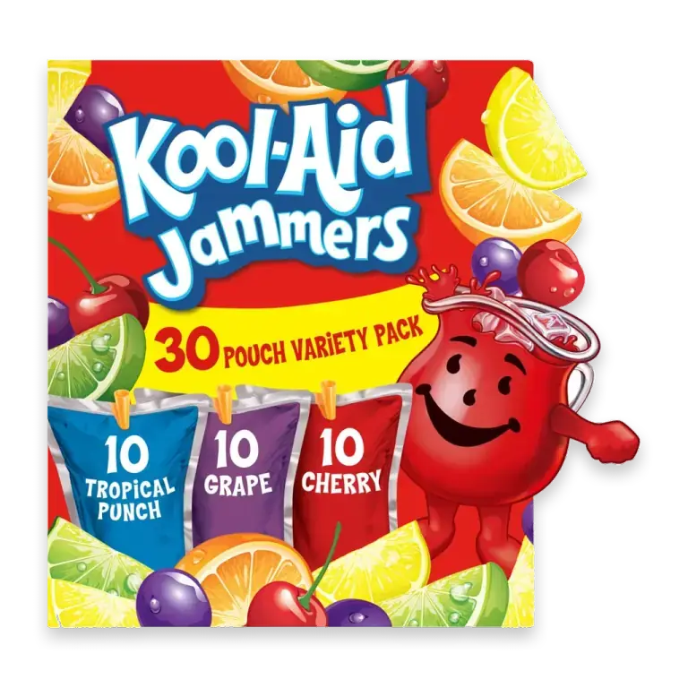 Jammers Variety Pack with Tropical Punch, Grape & Cherry Kids Drink 0% Juice Box Pouches