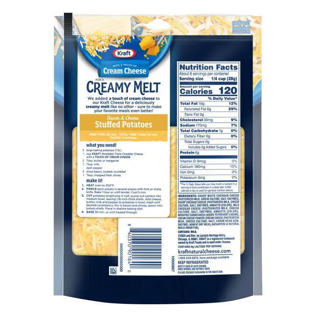 Kraft Creamy Melt Triple Cheddar Shredded Cheese