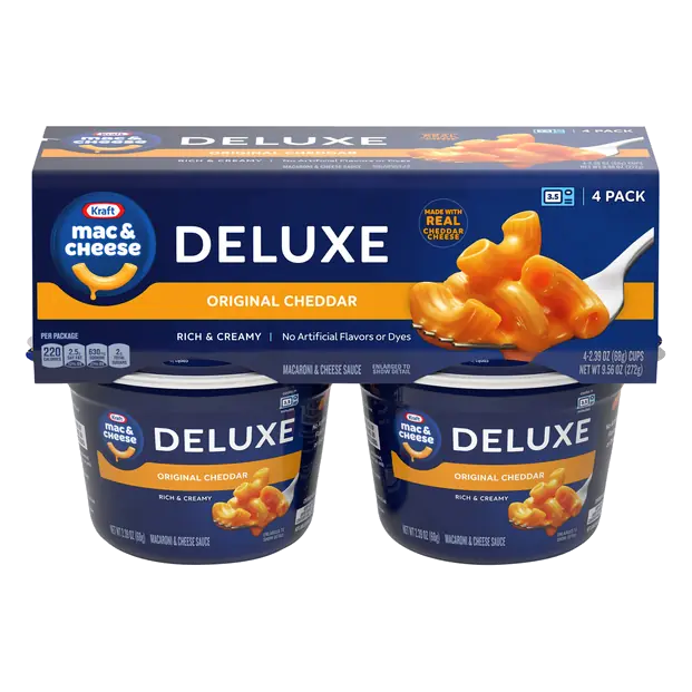 Deluxe Original Cheddar Mac & Cheese Dinner Microwaveable Cup - 4 ct