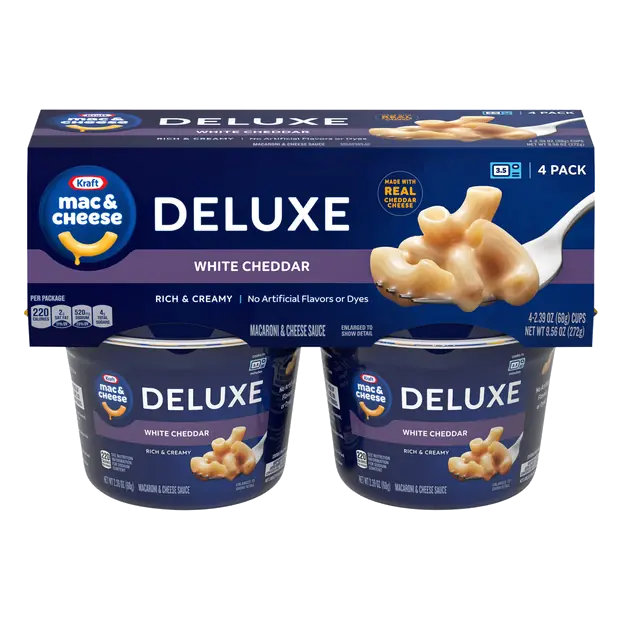 Deluxe White Cheddar Mac & Cheese Dinner Microwaveable Cup - 4 ct
