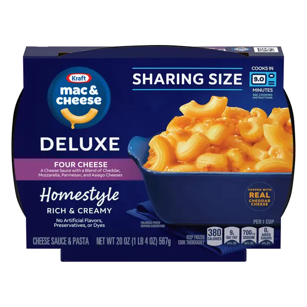 Kraft Mac & Cheese, Deluxe Frozen Meal, Homestyle Rich & Creamy, Four Cheese, Sharing Size