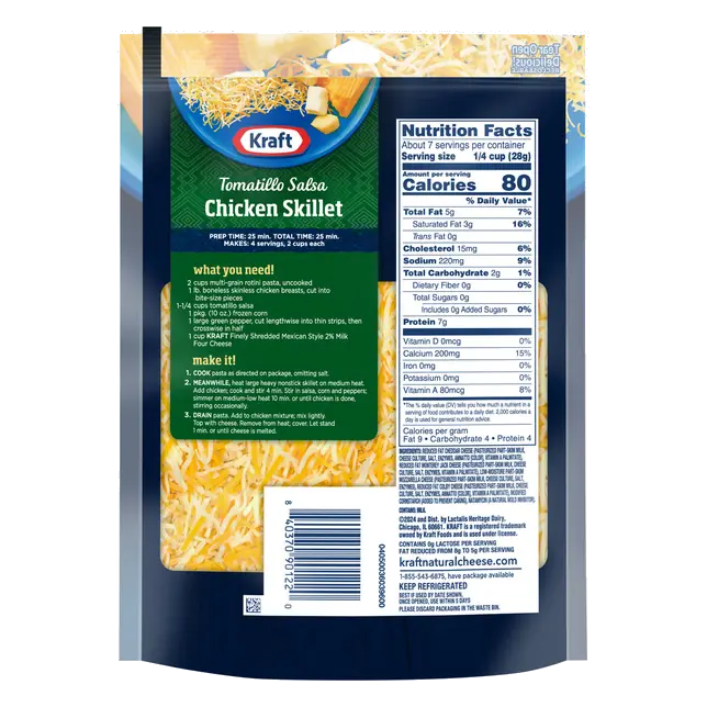 Kraft Mexican Style Four Cheese Finely Shredded Cheese