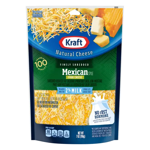 Natural Reduced Fat 2% Milk Finely Shredded Mexican Style 4 Cheese