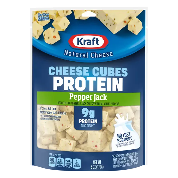 Kraft Protein Reduced Fat Pepper Jack Cheese Cubes, 6 oz