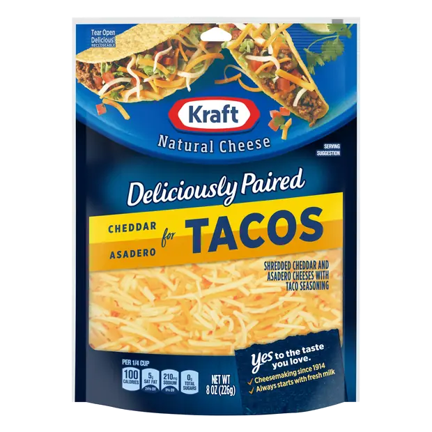 Shredded Cheddar & Asadero Cheese with Taco Seasoning