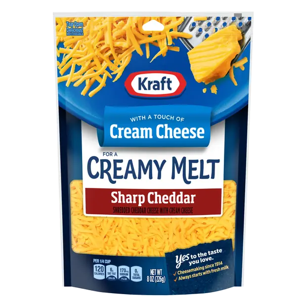 Shredded Sharp Cheddar with a Touch of Cream Cheese