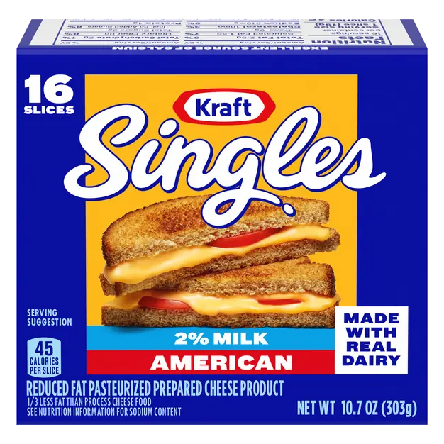 Singles 2% Milk Reduced Fat American Cheese Slices - 16 ct