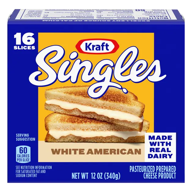 Singles White American Cheese Slices - 16 ct