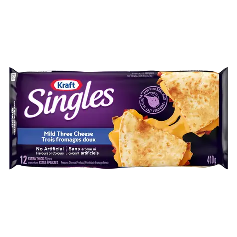Sliced Process Cheese Three Cheese 12 Extra Thick Slices 410 g
