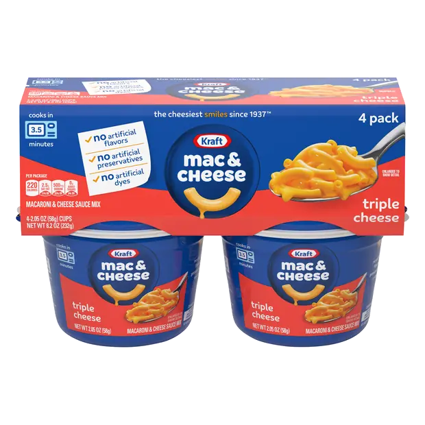 Triple Cheese Mac & Cheese Dinner Microwaveable Cup - 4 ct