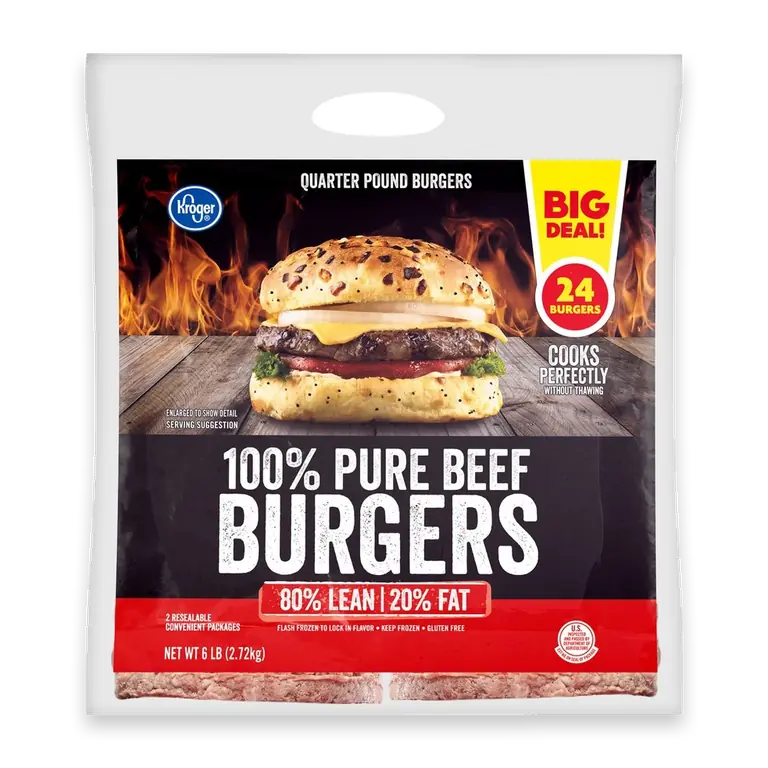 100% Pure Beef Quarter Pound Burgers BIG Deal!