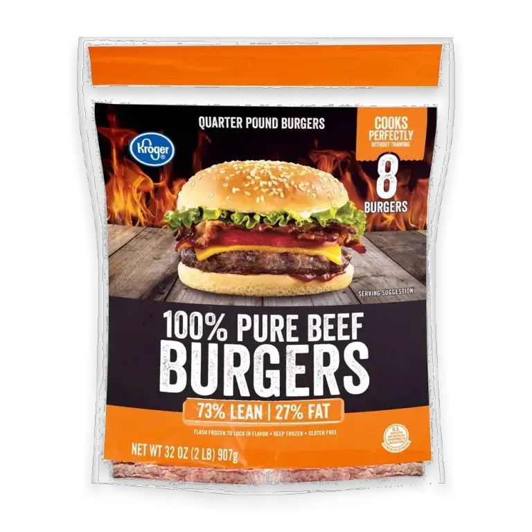 100% Pure Beef Quarter Pound Burgers