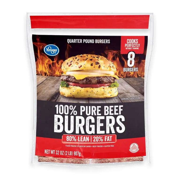 100% Pure Ground Beef Quarter Pound Burgers
