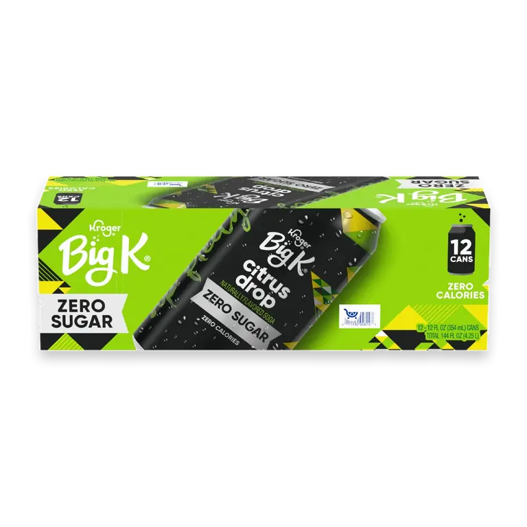 Big K Citrus Drop Zero Sugar Zero Calorie Soda Cans