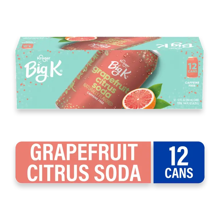 Big K Grapefruit Citrus Caffeine Free Soda Cans