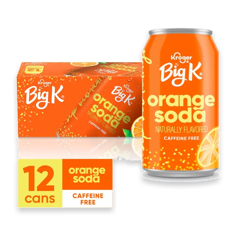 Big K Orange Caffeine Free Soda Cans