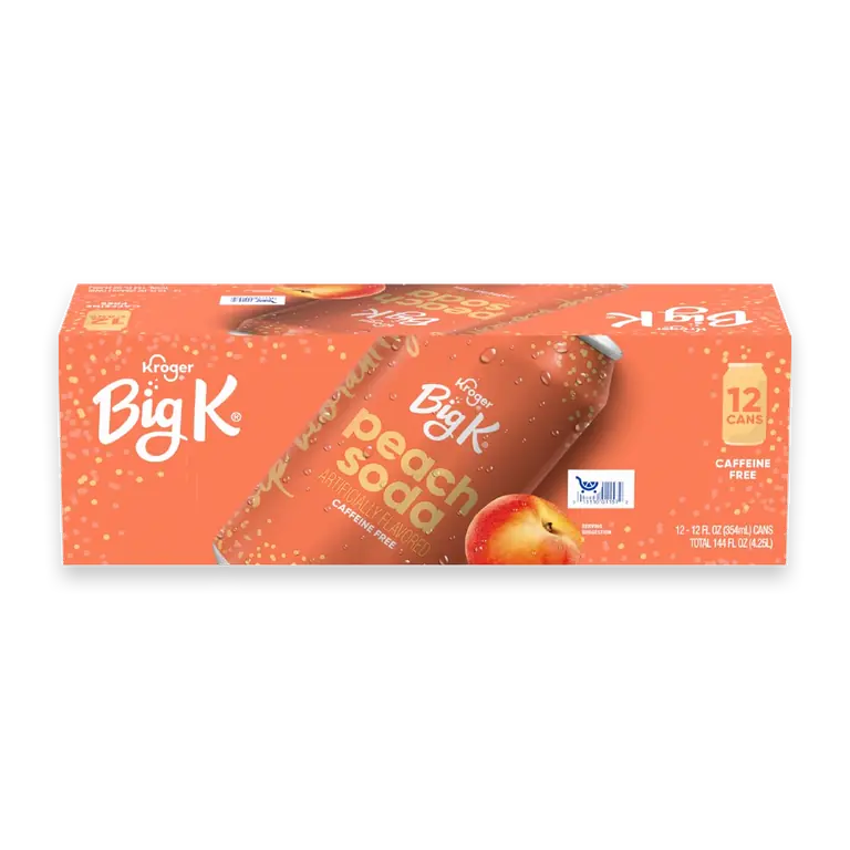 Big K Peach Caffeine Free Soda Cans