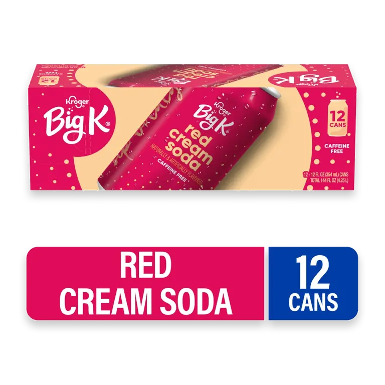 Big K Red Cream Caffeine Free Soda Cans