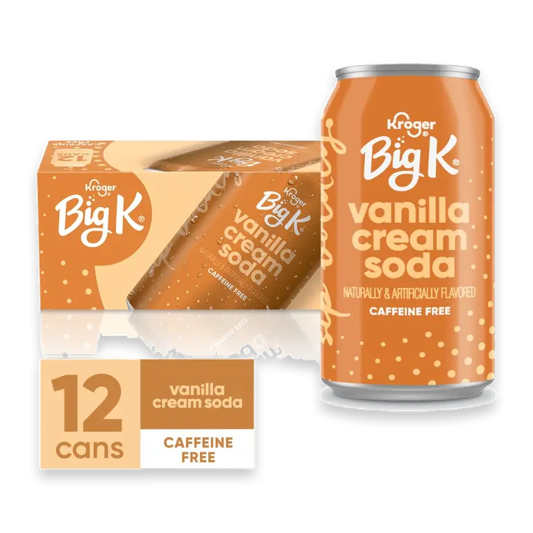 Big K Vanilla Cream Caffeine Free Soda Cans