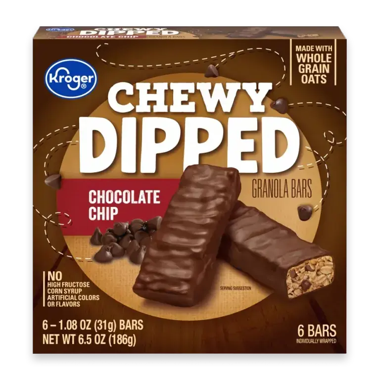 Chewy Dipped Chocolate Chip Granola Bars