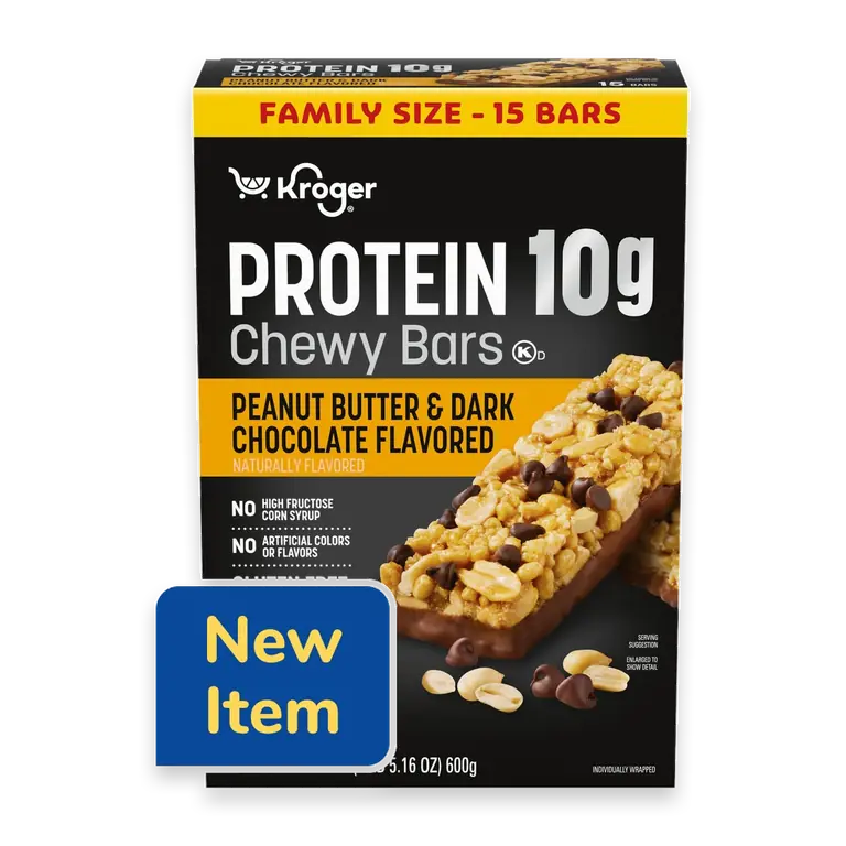 Chewy Peanut Butter and Dark Chocolate Flavored Protein Bars Family Size