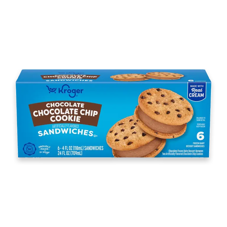 Chocolate Chocolate Chip Cookie Frozen Dairy Dessert Sandwiches