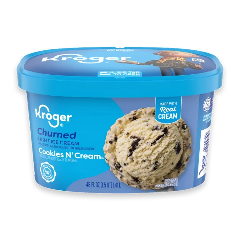 Churned Cookies and Cream Light Ice Cream Tub