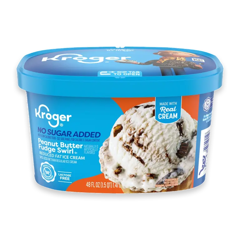 Churned Lactose Free No Sugar Added Peanut Butter Fudge Swirl Ice Cream Tub