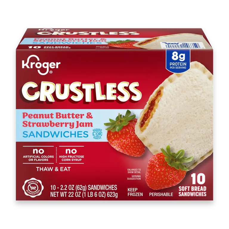 Crustless Peanut Butter & Strawberry Jam Sandwiches