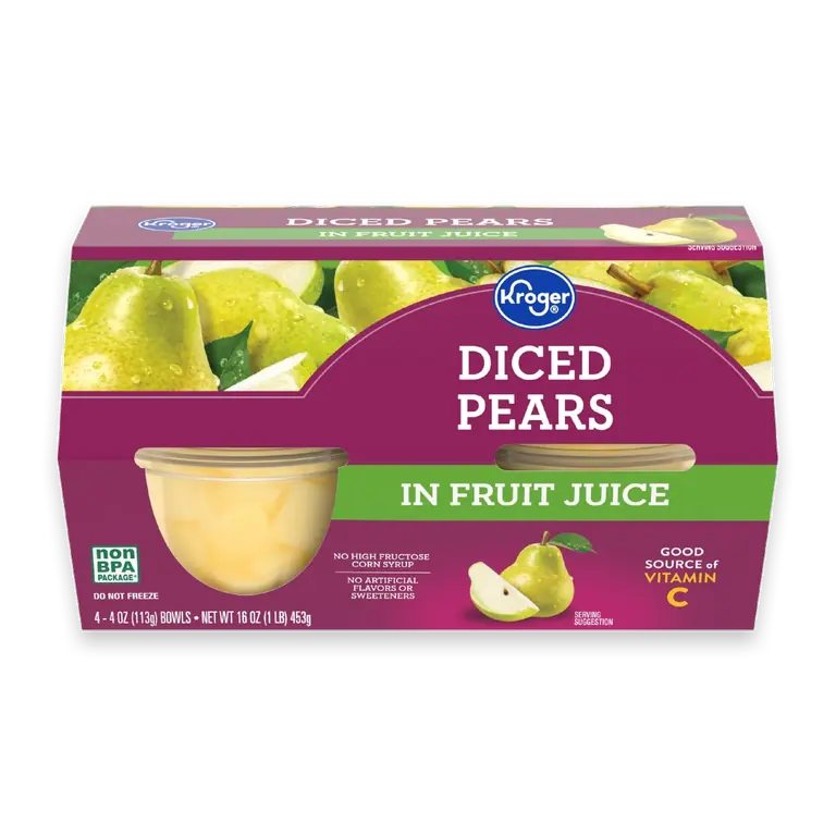 Diced Pears in Fruit Juice Cups