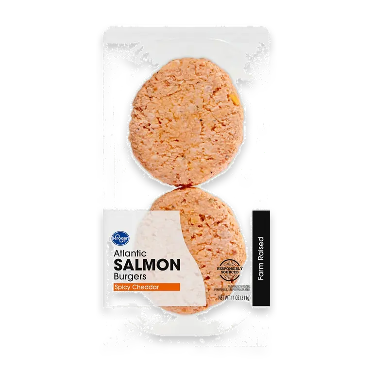 Farm Raised Atlantic Salmon Burgers Spicy Cheddar