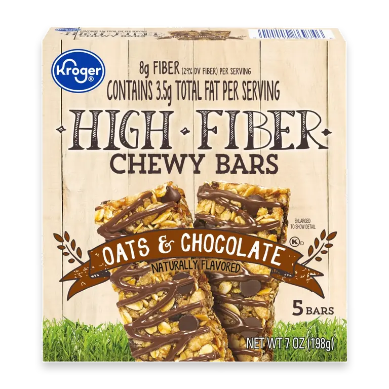 High Fiber Oats and Chocolate Chewy Granola Bars