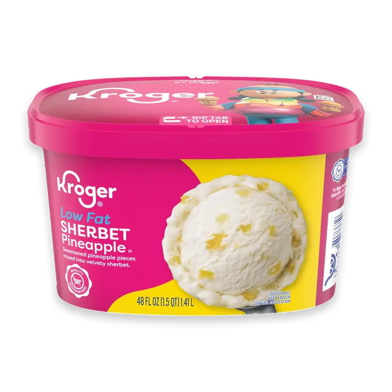 Low Fat Pineapple Sherbet Tub